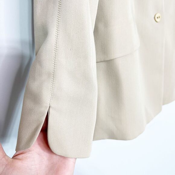Perry Ellis Jacket Blazer Womens 6 Camel Tan Career Long New Single Breasted - Picture 8 of 8